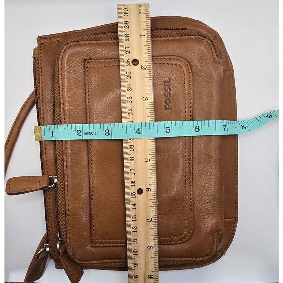Fossil Leather Zip Around Crossbody Bag Purse - Picture 12 of 13